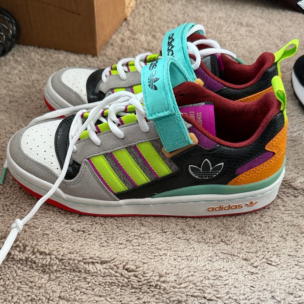 Adidas Kids Sneakers in Black, White, Green, Orange, and Purple